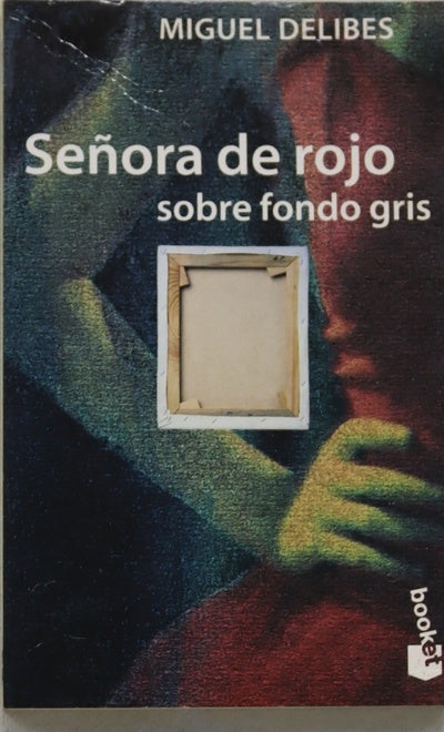 Señora de rojo sobre fondo gris