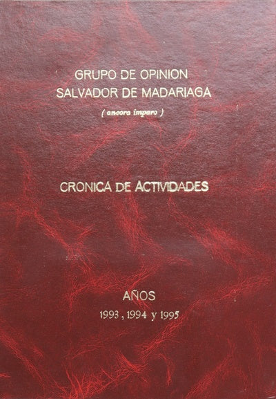 Crónica de actividades. Años 1993, 1994 y 1995
