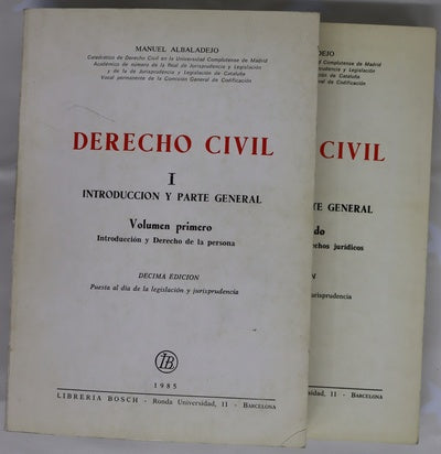 Derecho civil, tomo I, volúmenes primero y segundo