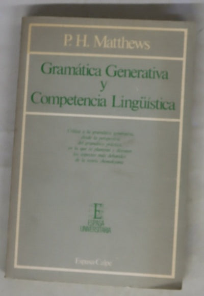 Gramática generativa y competencia lingüística