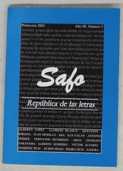 Safo. República de las letras, número 3