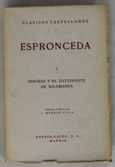 Obras poéticas, tomo I: Poesías ; El estudiante de Salamanca
