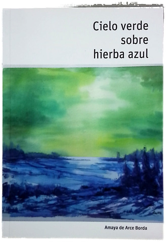 Cielo verde sobre hierba azul