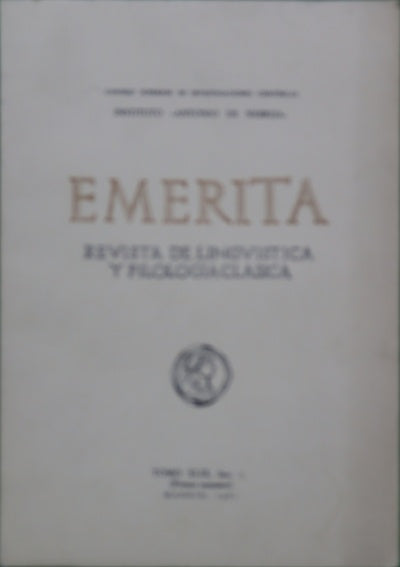 Emérita. Revista de lingúística y filología clásica. (t. XLIX)fasc. I