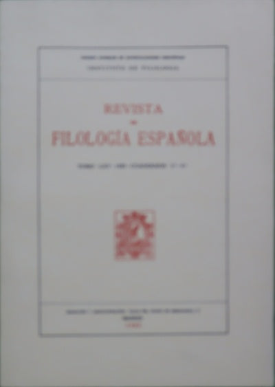 Revista de Filología Española. (t. LXV) 1985- Cuadernos 3, 4