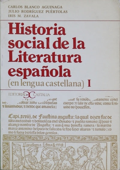 Historia social de la literatura española (en lengua castellana) (v. I)