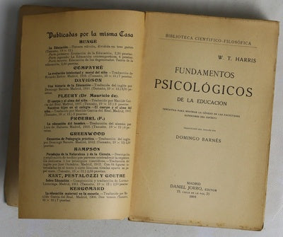 Fundamentos psicológicos de la educación Tentativa para mostrar la génesis de las facultades superiores del espiritu