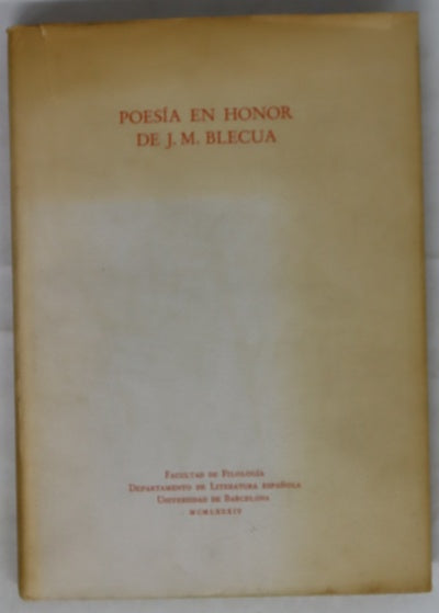 Poesía en honor de J.M. Blecua