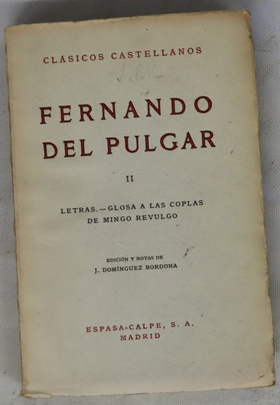 Letras ; Glosa a las coplas de Mingo Revulgo