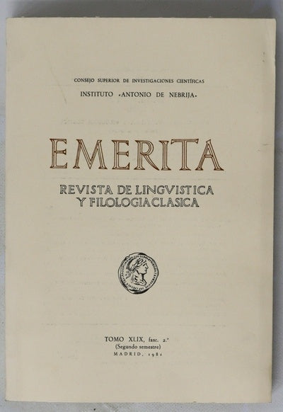 Emerita: Revista de lingüística y filología clásica XLIX