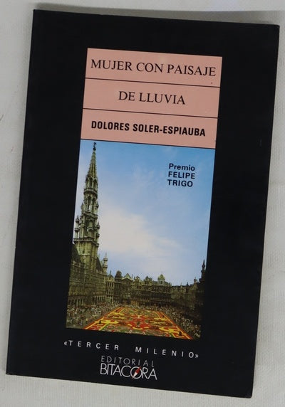 Mujer con paisaje de lluvia