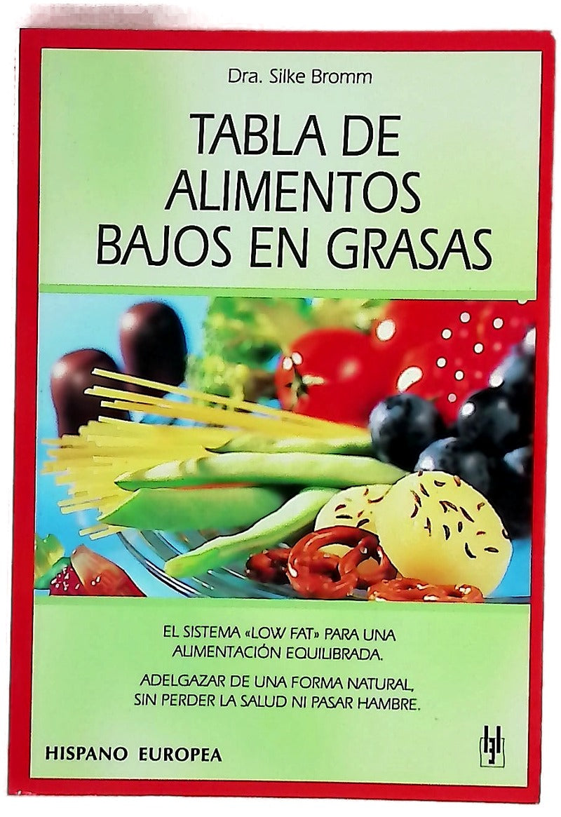 Tabla de alimentos bajos en grasas el sistema "low fat" para una alimentación equilibrada, adelgazar de una forma natural, sin perder la salud ni pasar hambre