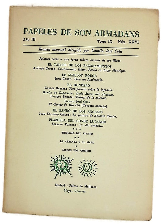 Papeles de son Armadans, tomo IX, número XXVI: Primera carta a una joven señora amante de los libros