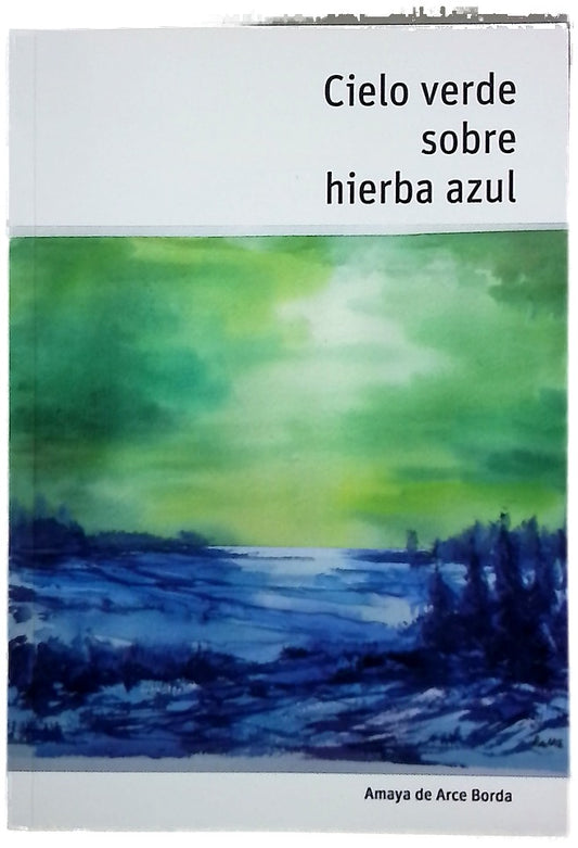 Cielo verde sobre hierba azul