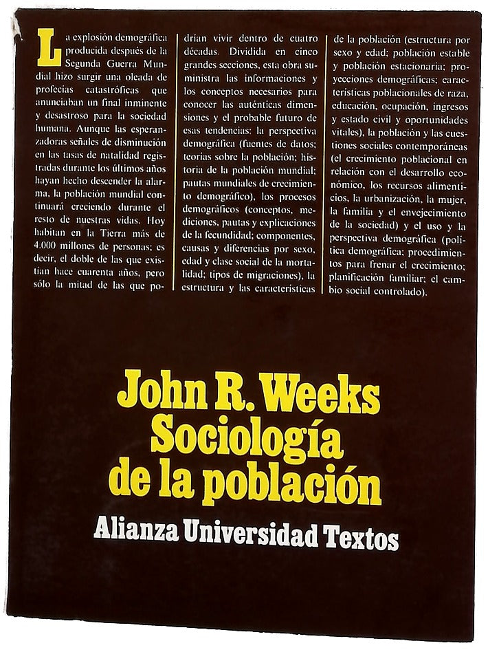Sociología de la población : introducción a los conceptos y cuestiones básicas