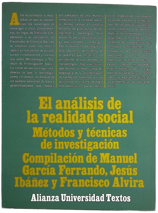 El Análisis de la realidad social métodos y técnicas de investigación